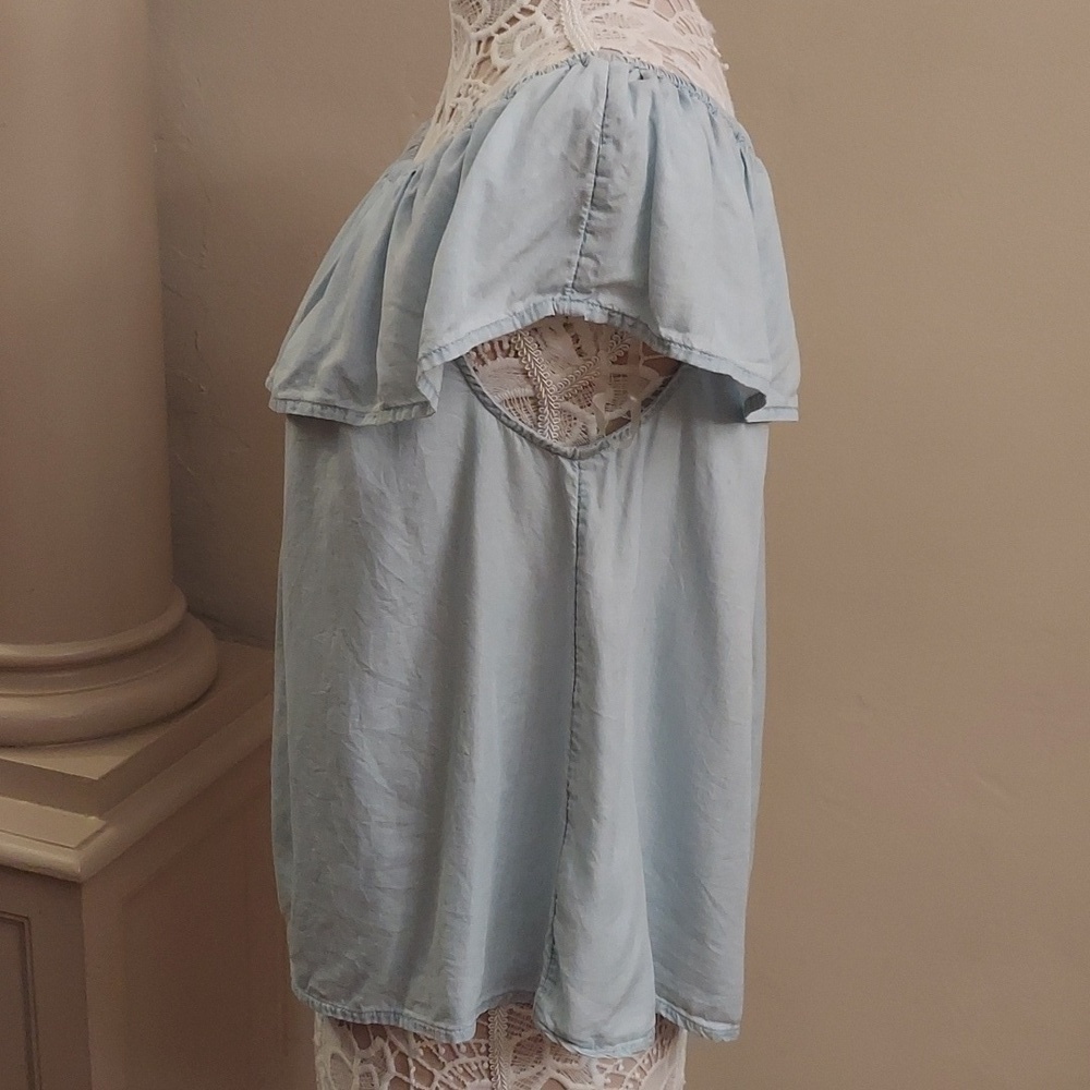 OLD NAVY Ruffle Off the Shoulder Sleeveless Top L Boho Breathable Date Night - Picture 5 of 8